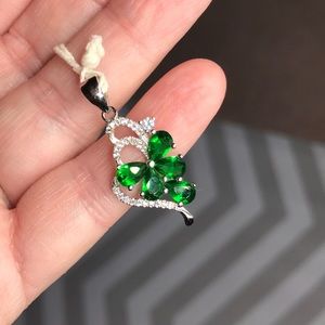 New sterling silver Green emerald white topaz